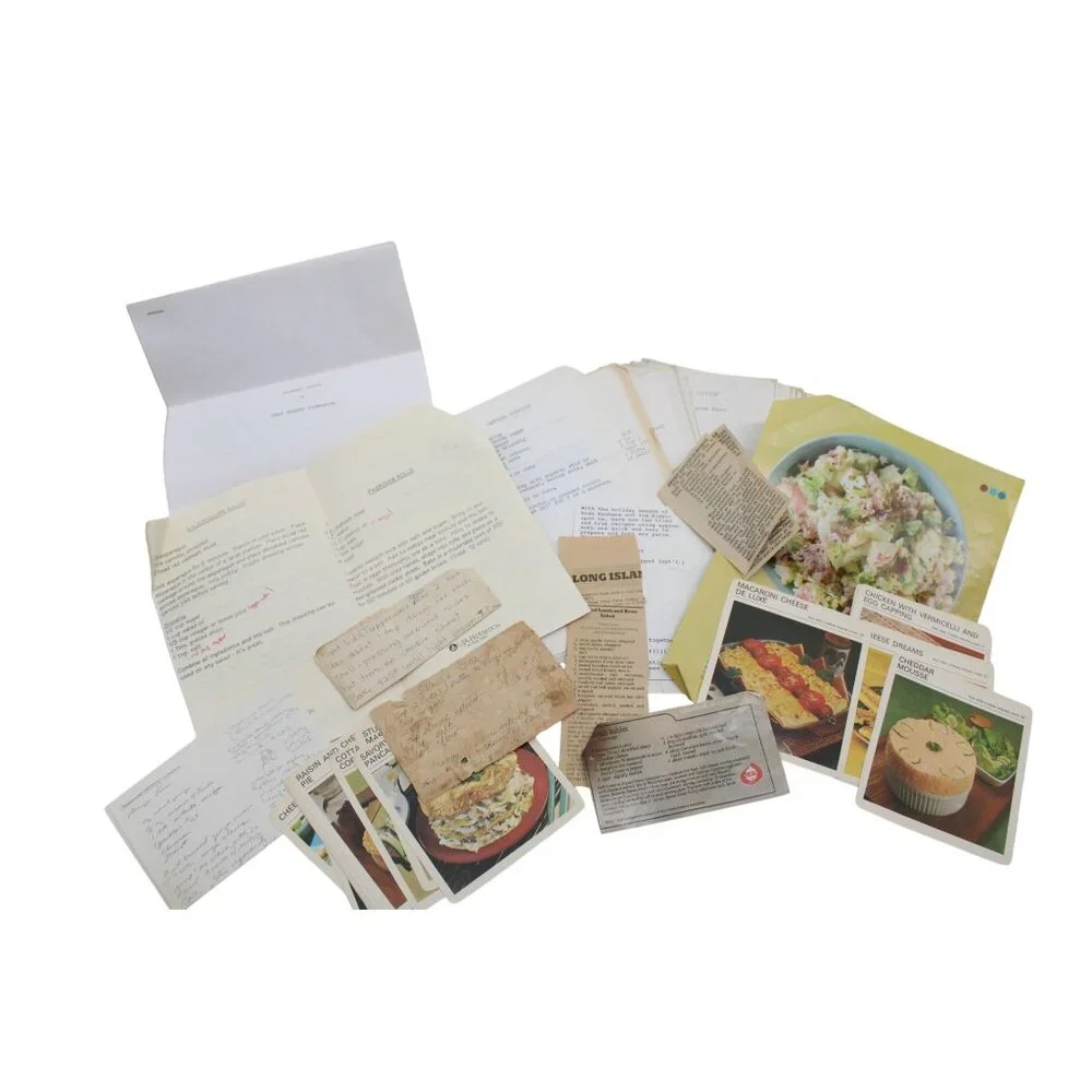Lot Vintage Recipe Cards Pages handwritten Newspaper Clippings 94043